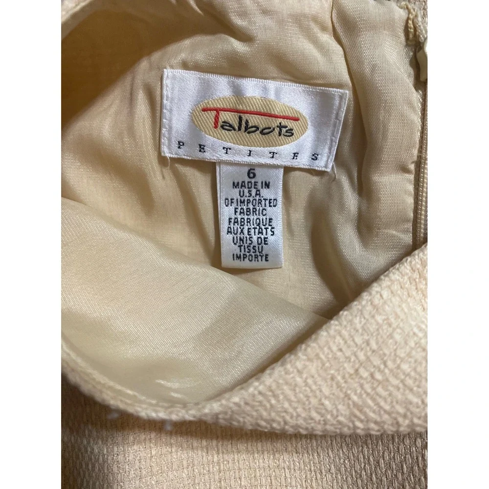 Talbots Petites Womens Suit Set Jacket Dress Beige‎ Linen Blend Size 6